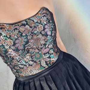 Metallic Brocade Strapless corset style top